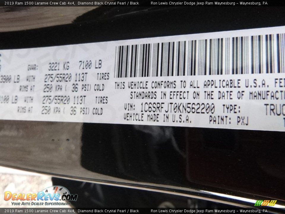 2019 Ram 1500 Laramie Crew Cab 4x4 Diamond Black Crystal Pearl / Black Photo #16