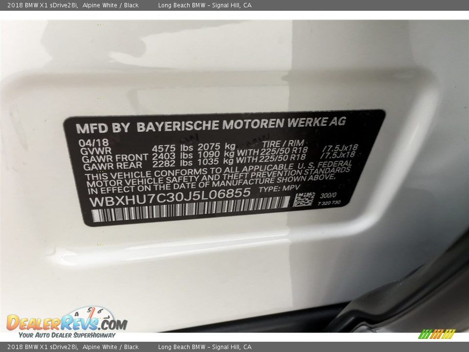 2018 BMW X1 sDrive28i Alpine White / Black Photo #11