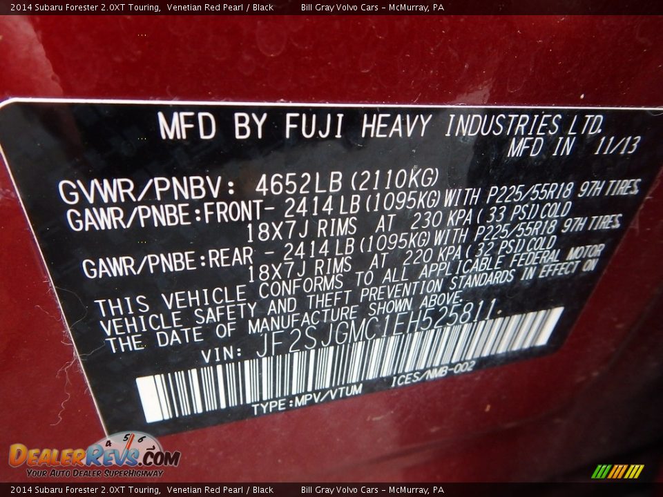 2014 Subaru Forester 2.0XT Touring Venetian Red Pearl / Black Photo #23