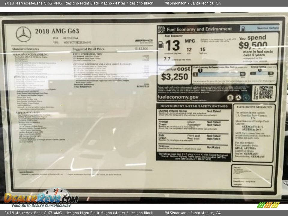 2018 Mercedes-Benz G 63 AMG designo Night Black Magno (Matte) / designo Black Photo #21