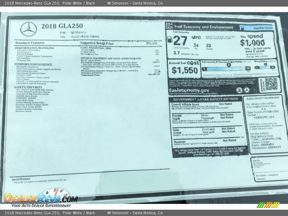 2018 Mercedes-Benz GLA 250 Polar White / Black Photo #10