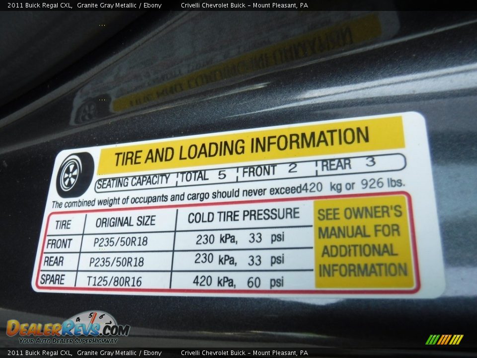 2011 Buick Regal CXL Granite Gray Metallic / Ebony Photo #28