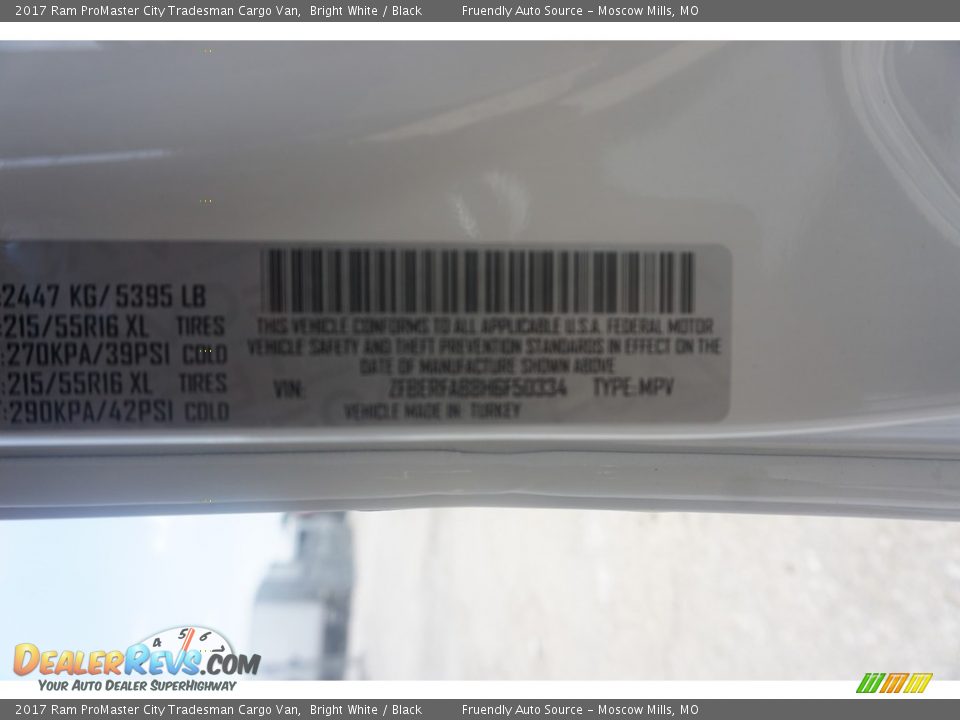 2017 Ram ProMaster City Tradesman Cargo Van Bright White / Black Photo #22
