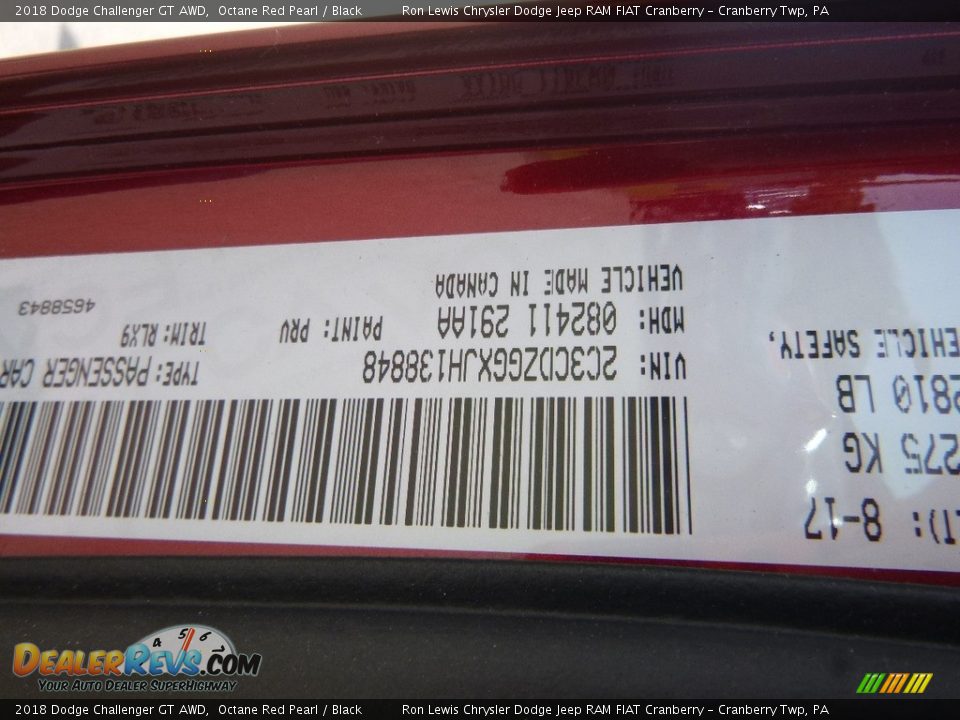 2018 Dodge Challenger GT AWD Octane Red Pearl / Black Photo #16