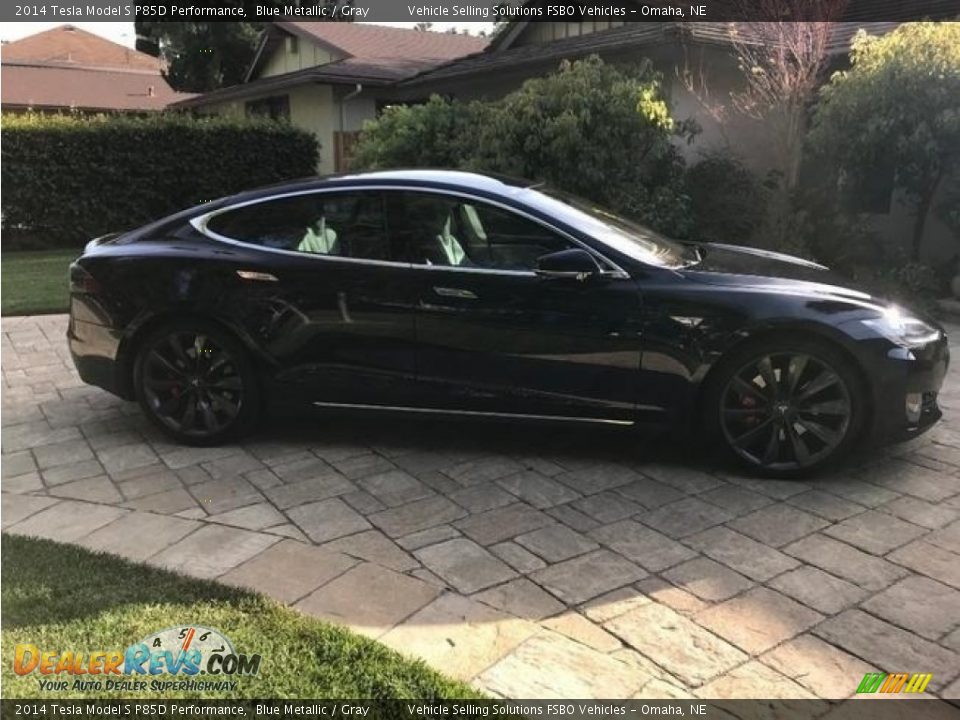 2014 Tesla Model S P85D Performance Blue Metallic / Gray Photo #1