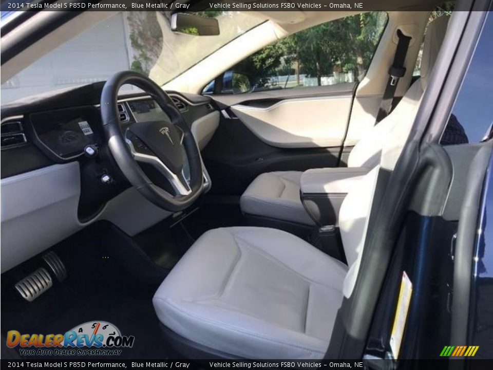 2014 Tesla Model S P85D Performance Blue Metallic / Gray Photo #6