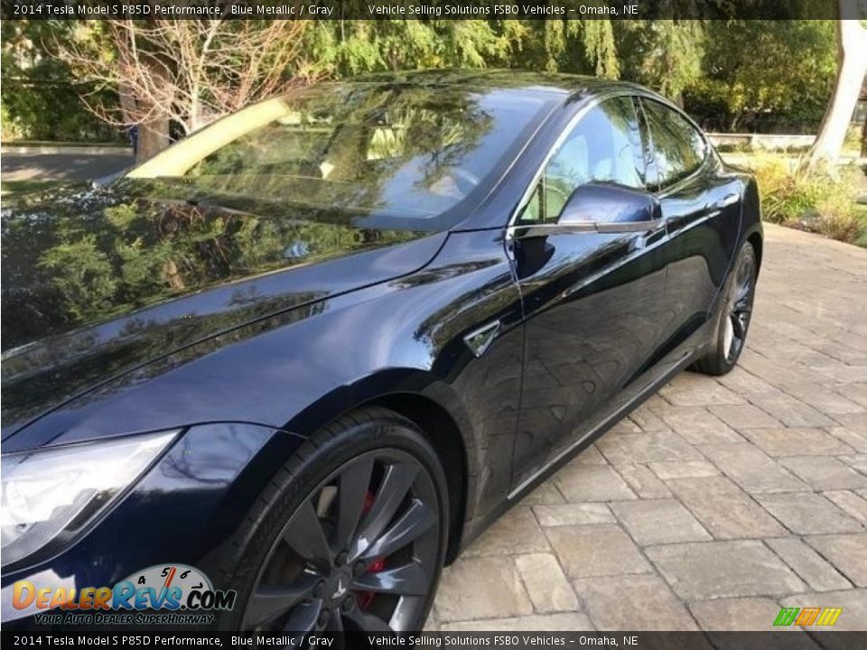 2014 Tesla Model S P85D Performance Blue Metallic / Gray Photo #8