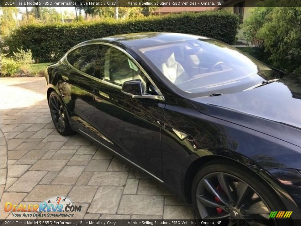 2014 Tesla Model S P85D Performance Blue Metallic / Gray Photo #11