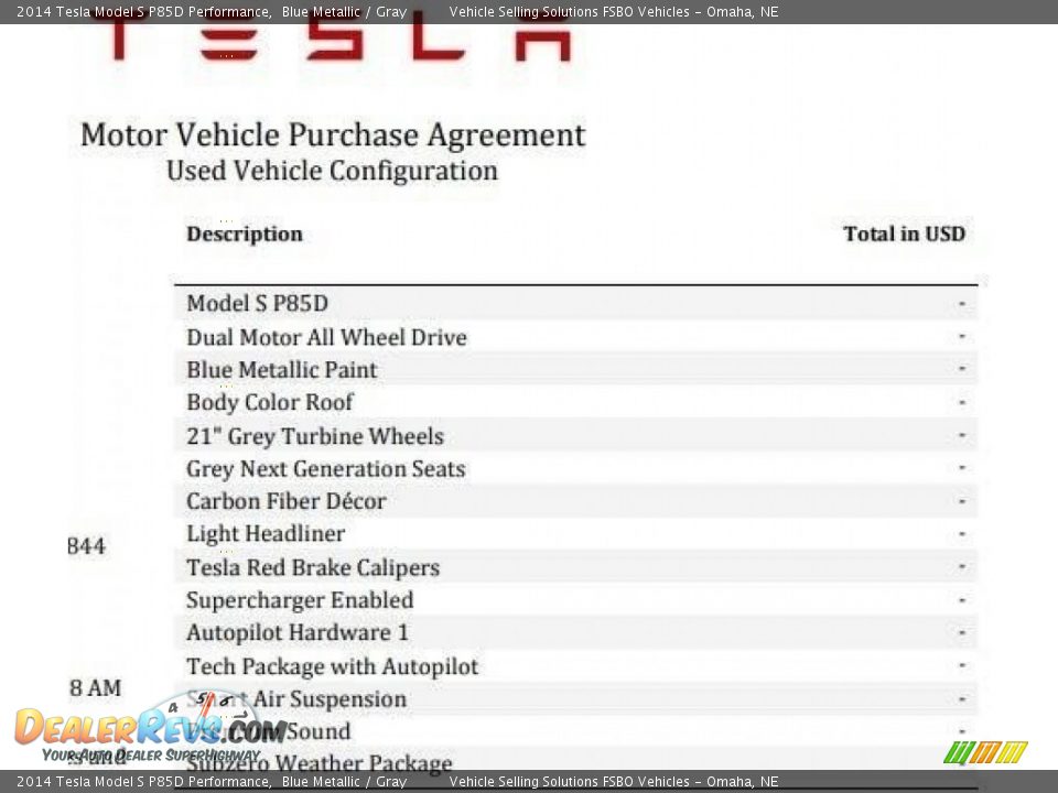 Info Tag of 2014 Tesla Model S P85D Performance Photo #16