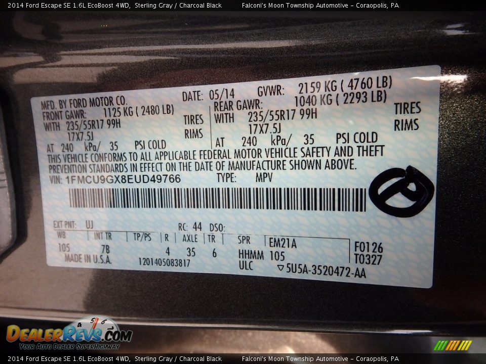 2014 Ford Escape SE 1.6L EcoBoost 4WD Sterling Gray / Charcoal Black Photo #23