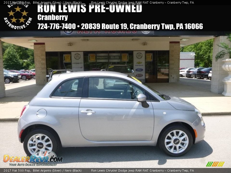 2017 Fiat 500 Pop Billet Argento (Silver) / Nero (Black) Photo #1