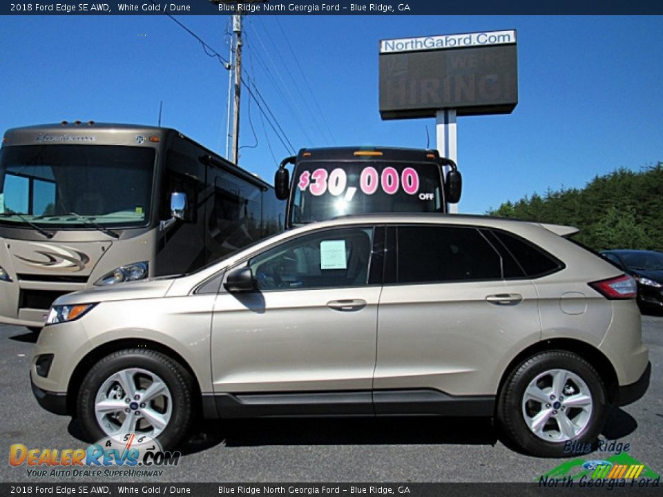 2018 Ford Edge SE AWD White Gold / Dune Photo #2