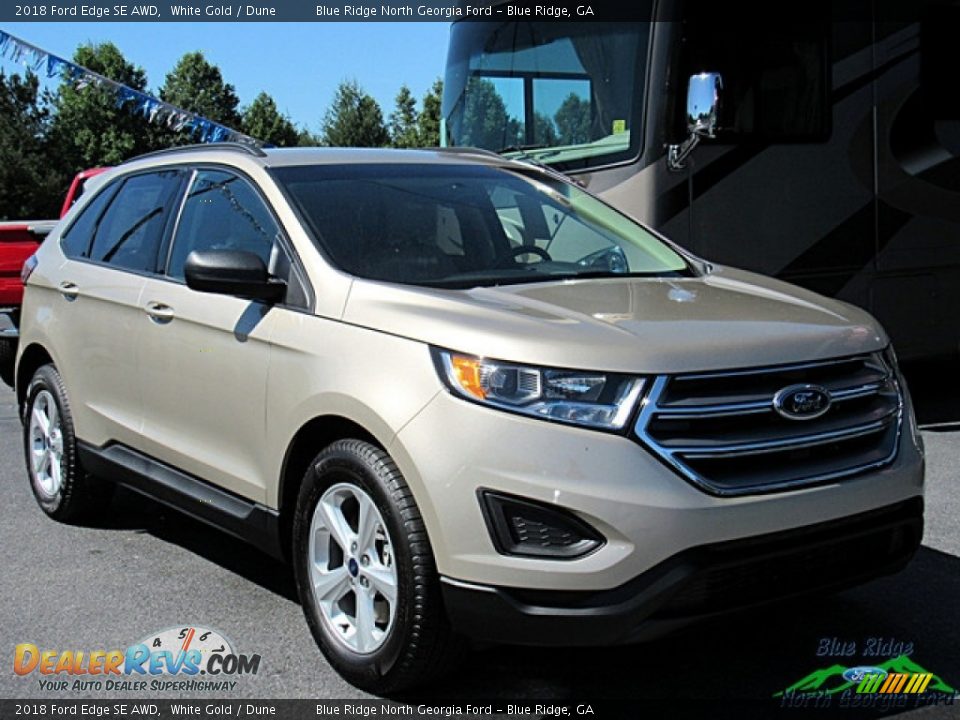 2018 Ford Edge SE AWD White Gold / Dune Photo #7