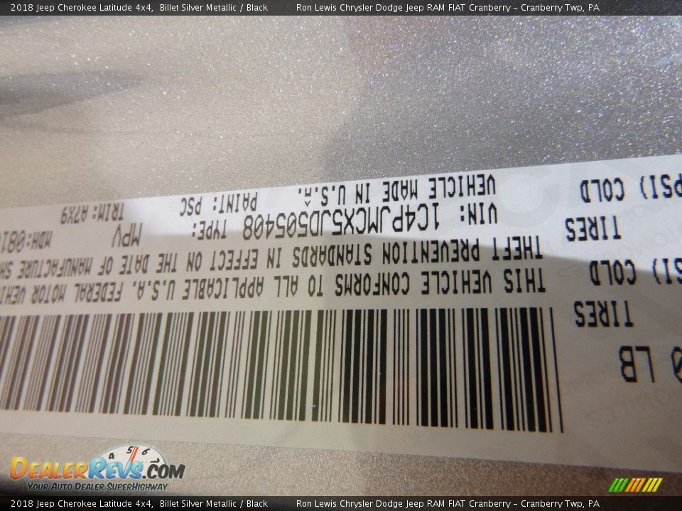 2018 Jeep Cherokee Latitude 4x4 Billet Silver Metallic / Black Photo #16