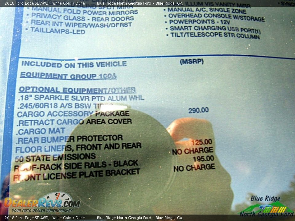 2018 Ford Edge SE AWD White Gold / Dune Photo #20