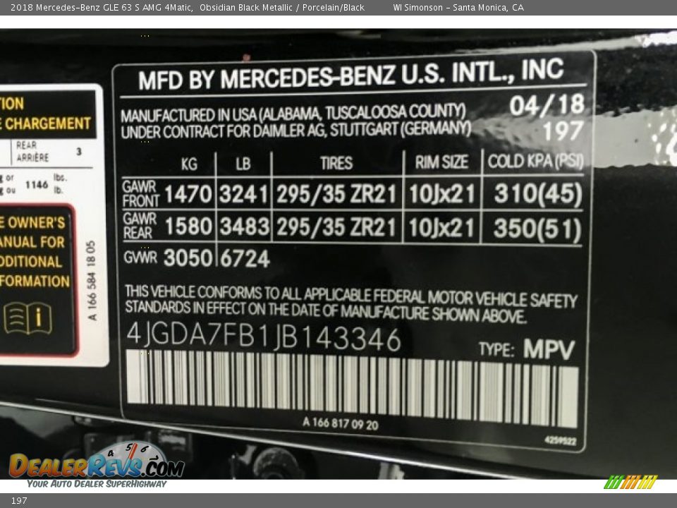 Mercedes-Benz Color Code 197 Obsidian Black Metallic