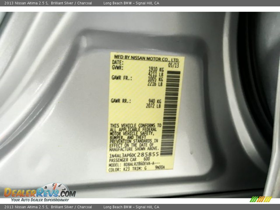 2013 Nissan Altima 2.5 S Brilliant Silver / Charcoal Photo #21