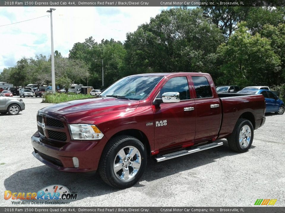 2018 Ram 1500 Express Quad Cab 4x4 Delmonico Red Pearl / Black/Diesel Gray Photo #1