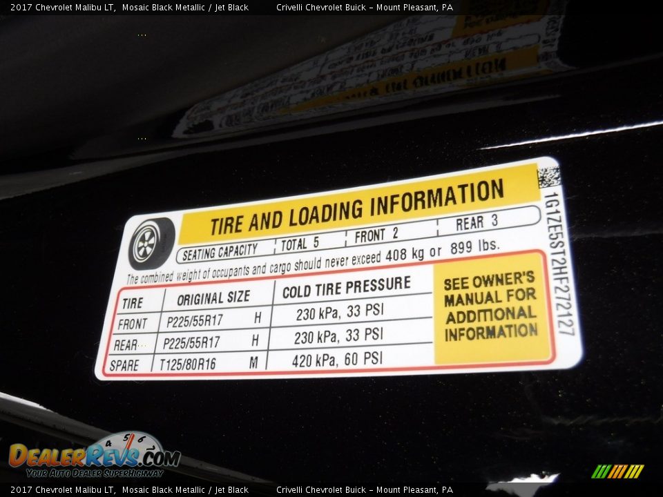 2017 Chevrolet Malibu LT Mosaic Black Metallic / Jet Black Photo #27
