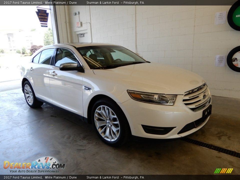 2017 Ford Taurus Limited White Platinum / Dune Photo #1
