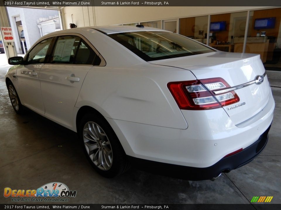 2017 Ford Taurus Limited White Platinum / Dune Photo #3