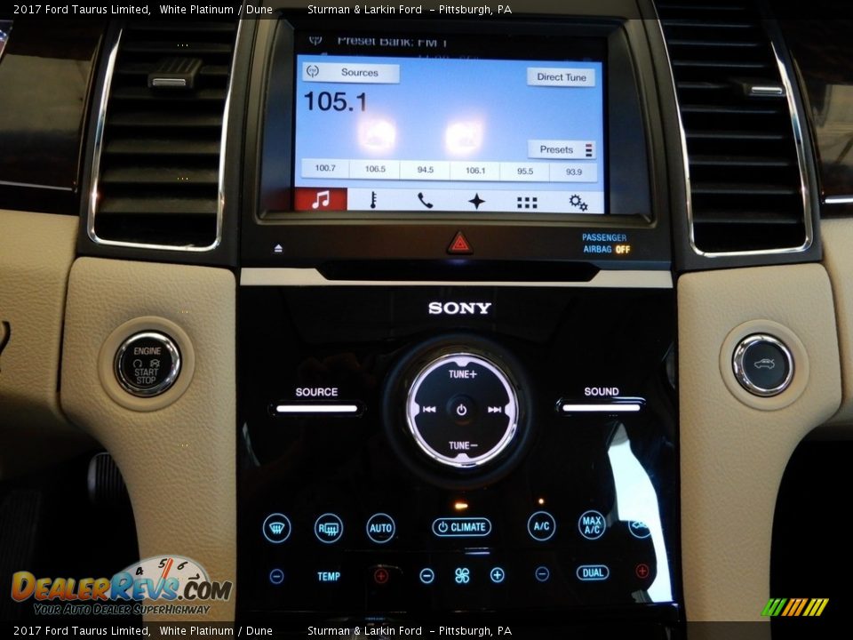 2017 Ford Taurus Limited White Platinum / Dune Photo #14