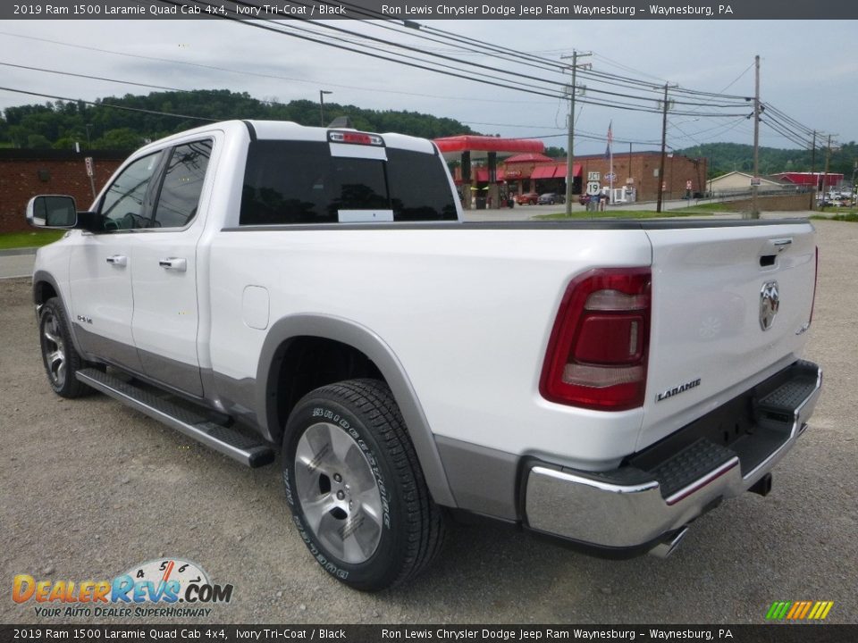 2019 Ram 1500 Laramie Quad Cab 4x4 Ivory Tri–Coat / Black Photo #4