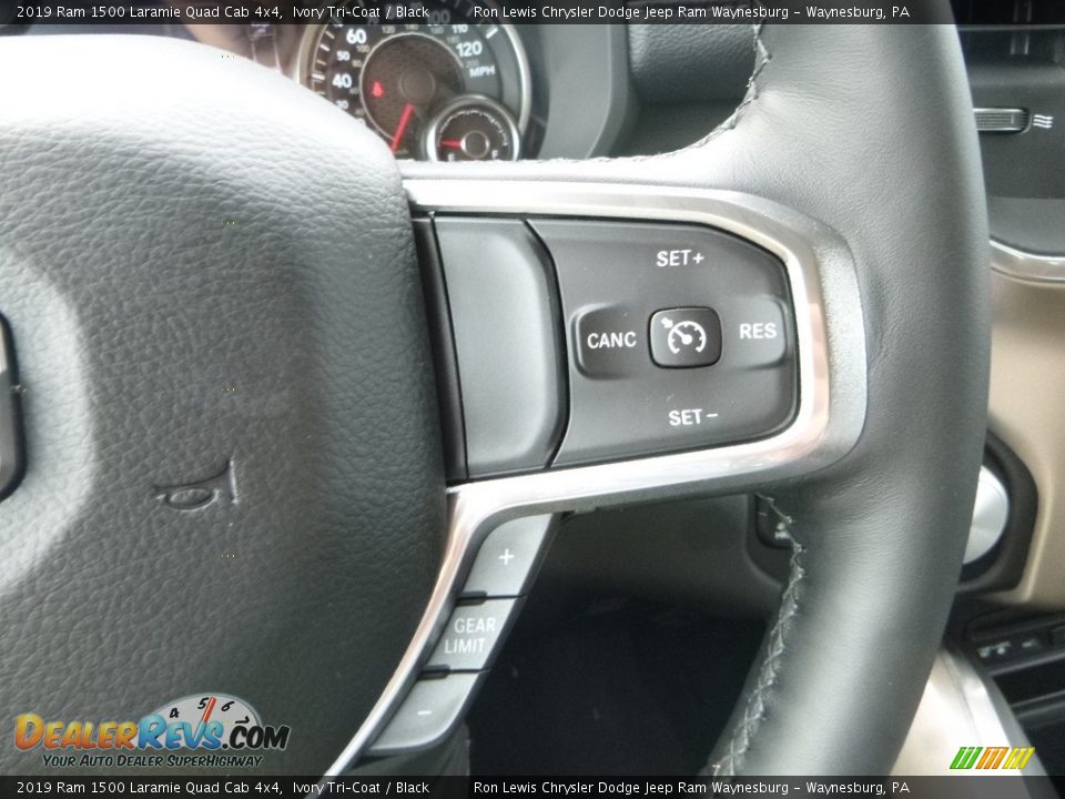 2019 Ram 1500 Laramie Quad Cab 4x4 Ivory Tri–Coat / Black Photo #19