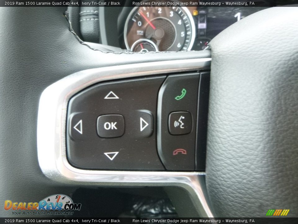 2019 Ram 1500 Laramie Quad Cab 4x4 Ivory Tri–Coat / Black Photo #20