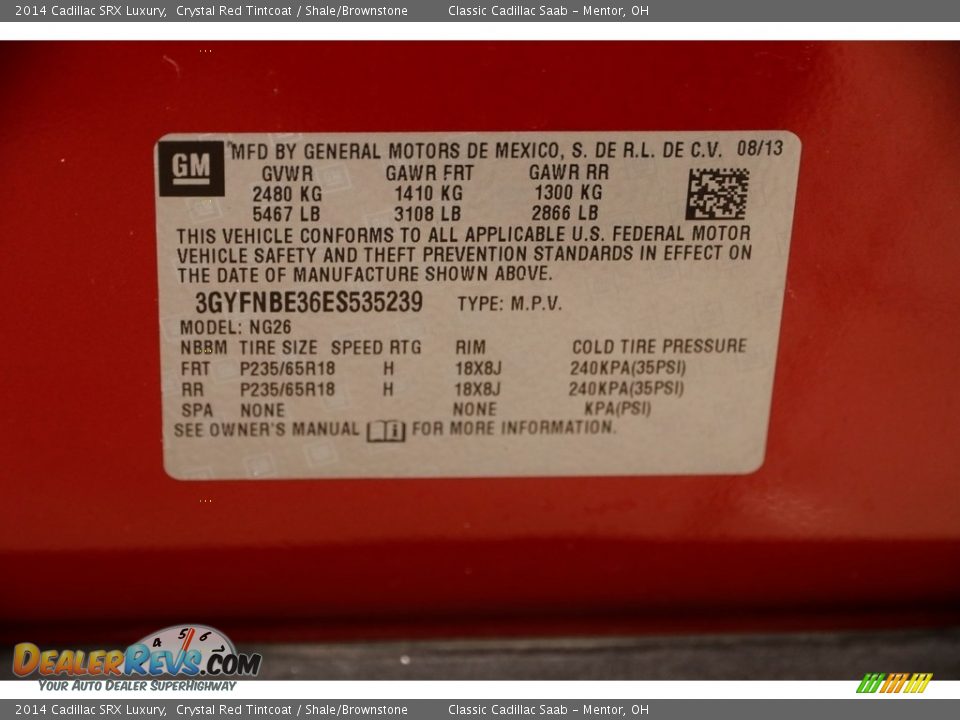 2014 Cadillac SRX Luxury Crystal Red Tintcoat / Shale/Brownstone Photo #30