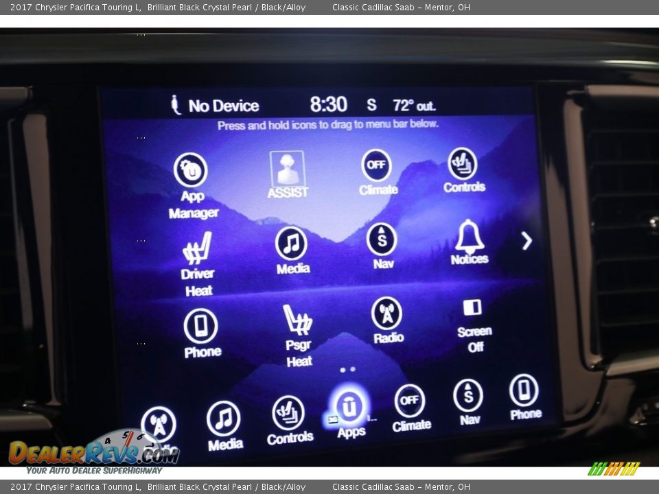 2017 Chrysler Pacifica Touring L Brilliant Black Crystal Pearl / Black/Alloy Photo #16