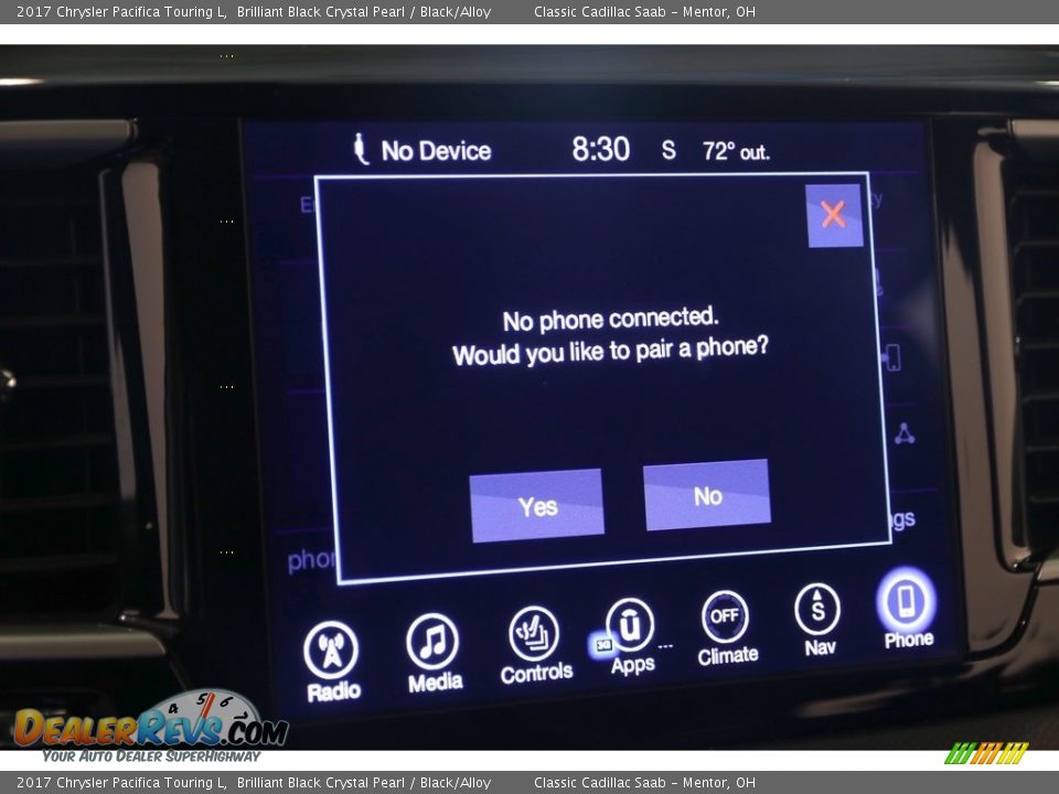 2017 Chrysler Pacifica Touring L Brilliant Black Crystal Pearl / Black/Alloy Photo #18