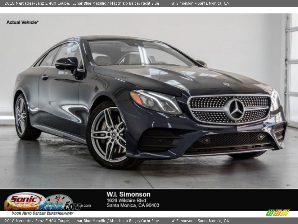 2018 Mercedes-Benz E 400 Coupe Lunar Blue Metallic / Macchiato Beige/Yacht Blue Photo #1