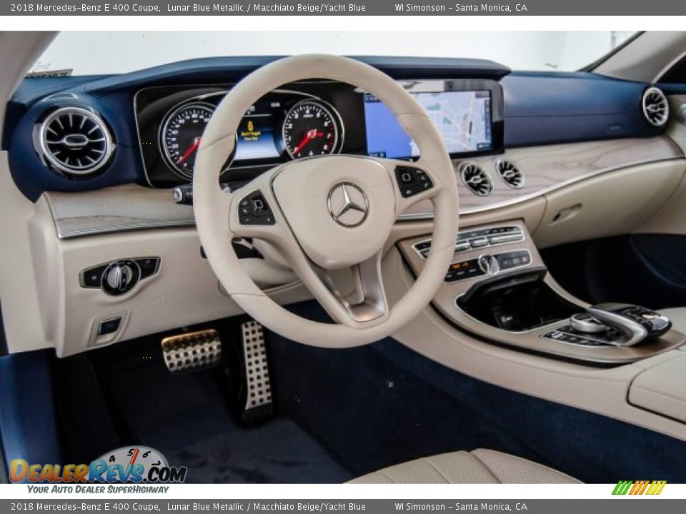 2018 Mercedes-Benz E 400 Coupe Lunar Blue Metallic / Macchiato Beige/Yacht Blue Photo #6