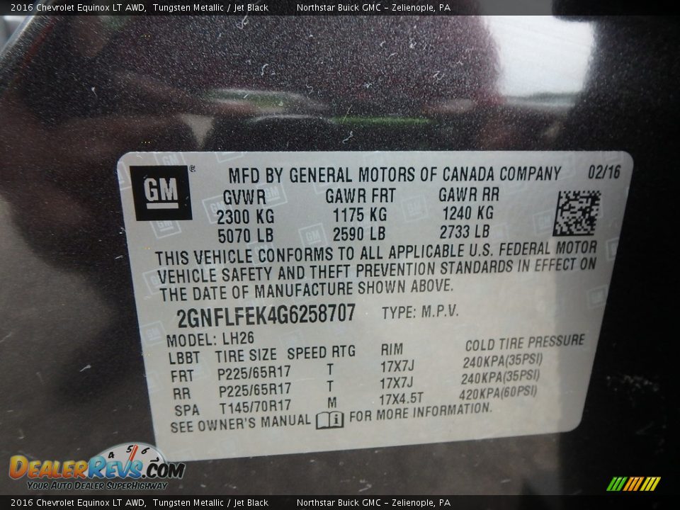 2016 Chevrolet Equinox LT AWD Tungsten Metallic / Jet Black Photo #22