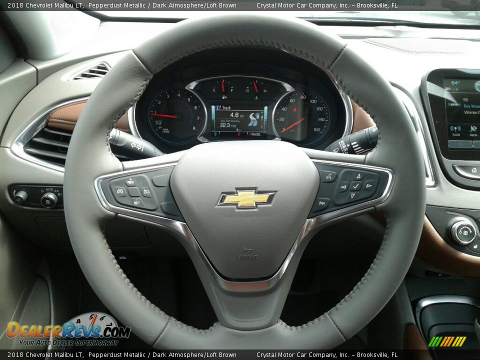 2018 Chevrolet Malibu LT Pepperdust Metallic / Dark Atmosphere/Loft Brown Photo #14