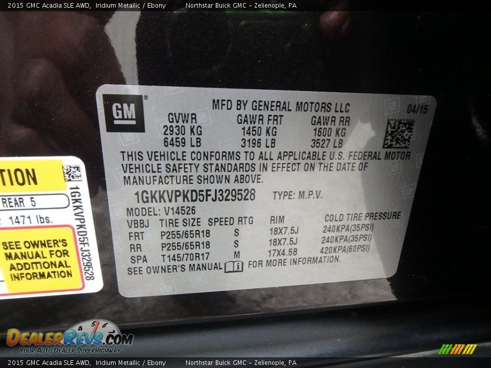 2015 GMC Acadia SLE AWD Iridium Metallic / Ebony Photo #23