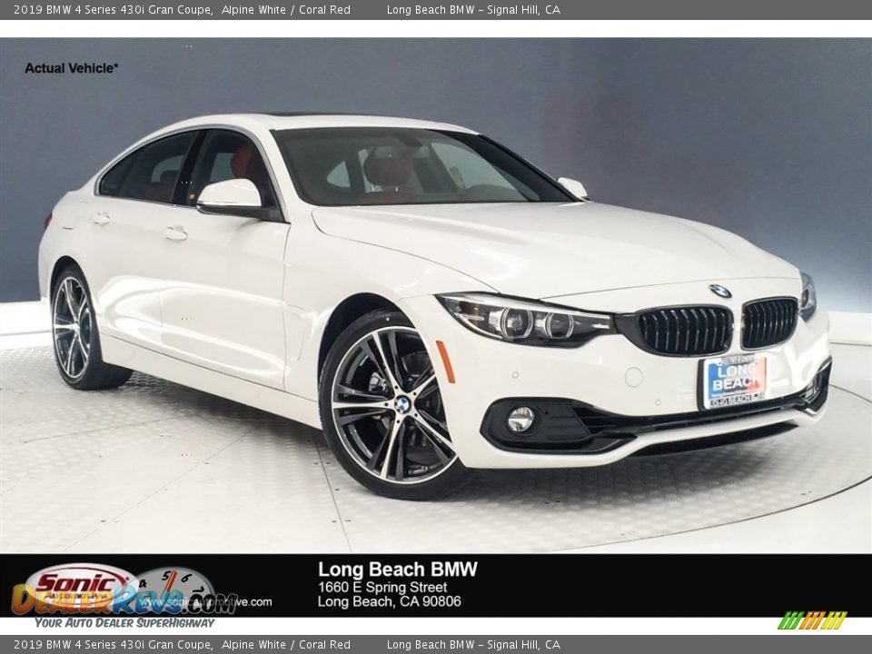 2019 BMW 4 Series 430i Gran Coupe Alpine White / Coral Red Photo #1