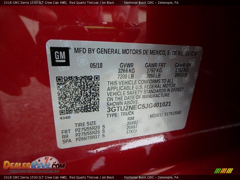 2018 GMC Sierra 1500 SLT Crew Cab 4WD Red Quartz Tintcoat / Jet Black Photo #15