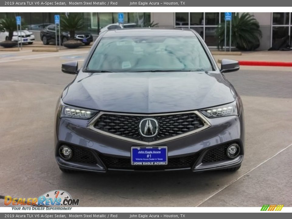 2019 Acura TLX V6 A-Spec Sedan Modern Steel Metallic / Red Photo #2