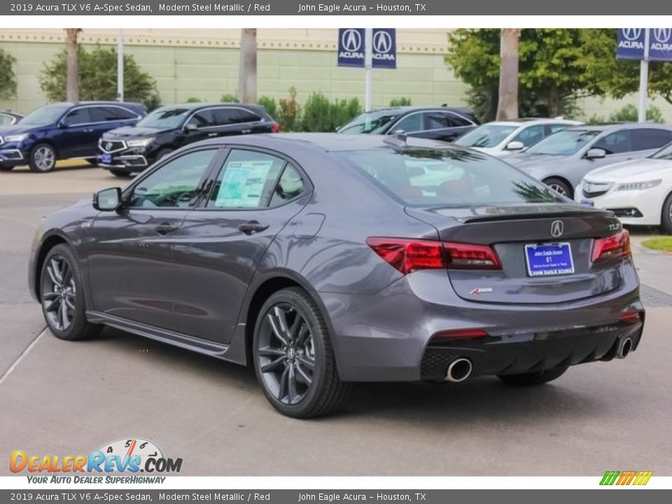 2019 Acura TLX V6 A-Spec Sedan Modern Steel Metallic / Red Photo #5