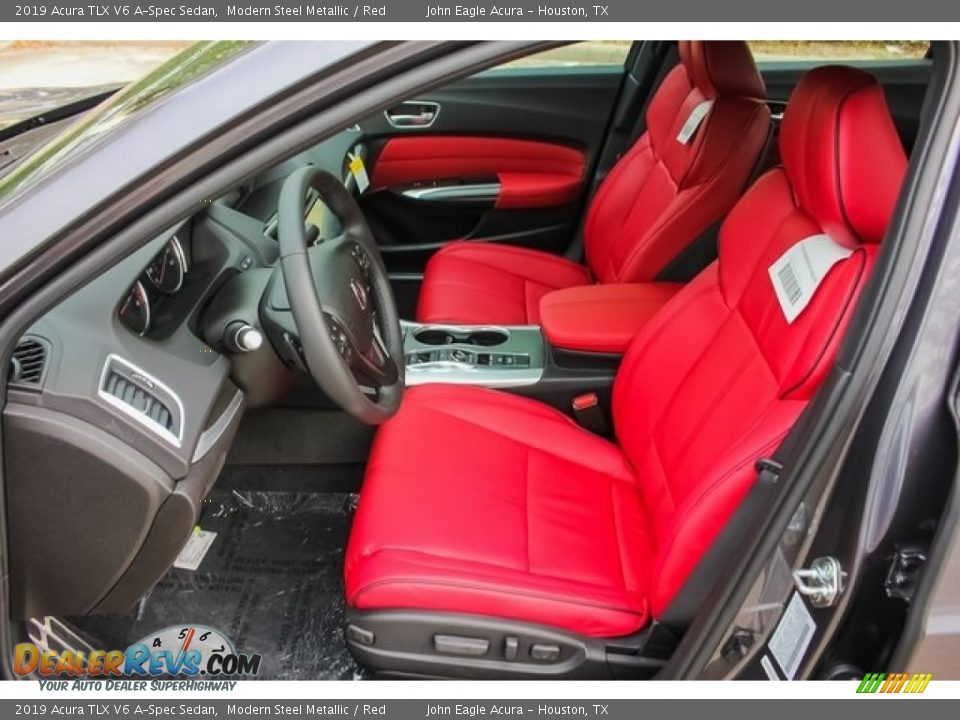 2019 Acura TLX V6 A-Spec Sedan Modern Steel Metallic / Red Photo #16