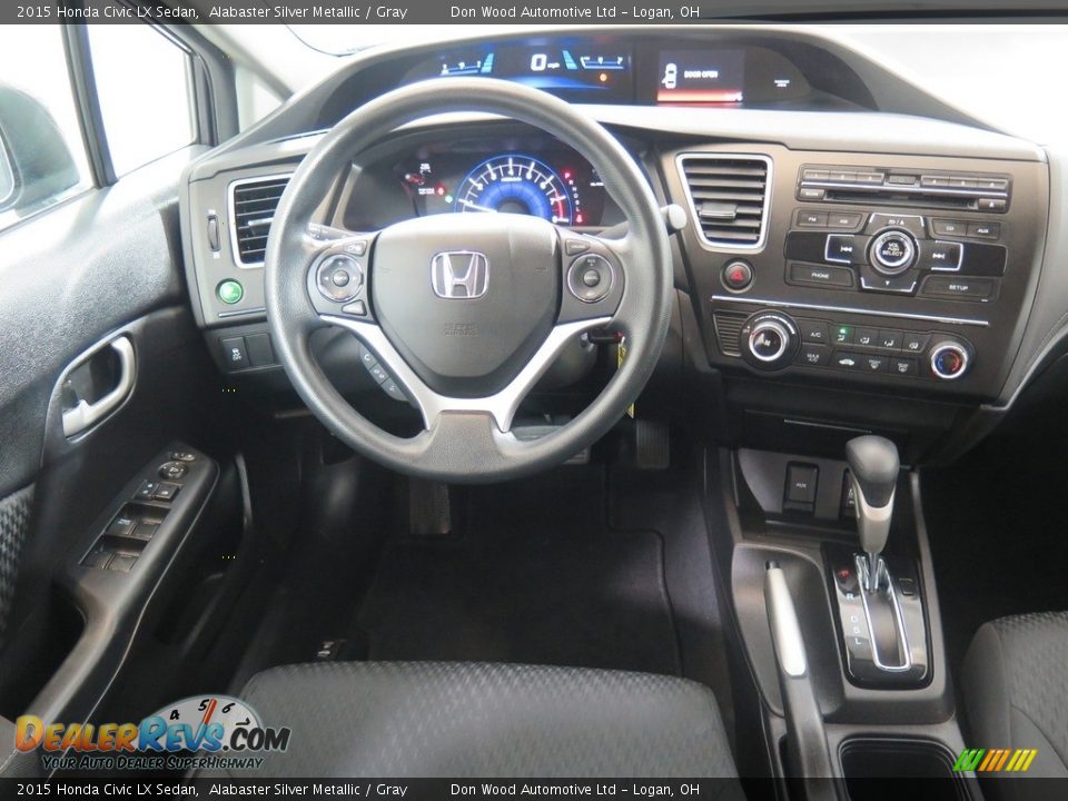 2015 Honda Civic LX Sedan Alabaster Silver Metallic / Gray Photo #13