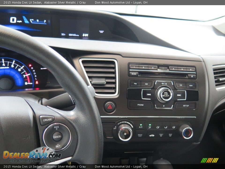 2015 Honda Civic LX Sedan Alabaster Silver Metallic / Gray Photo #17