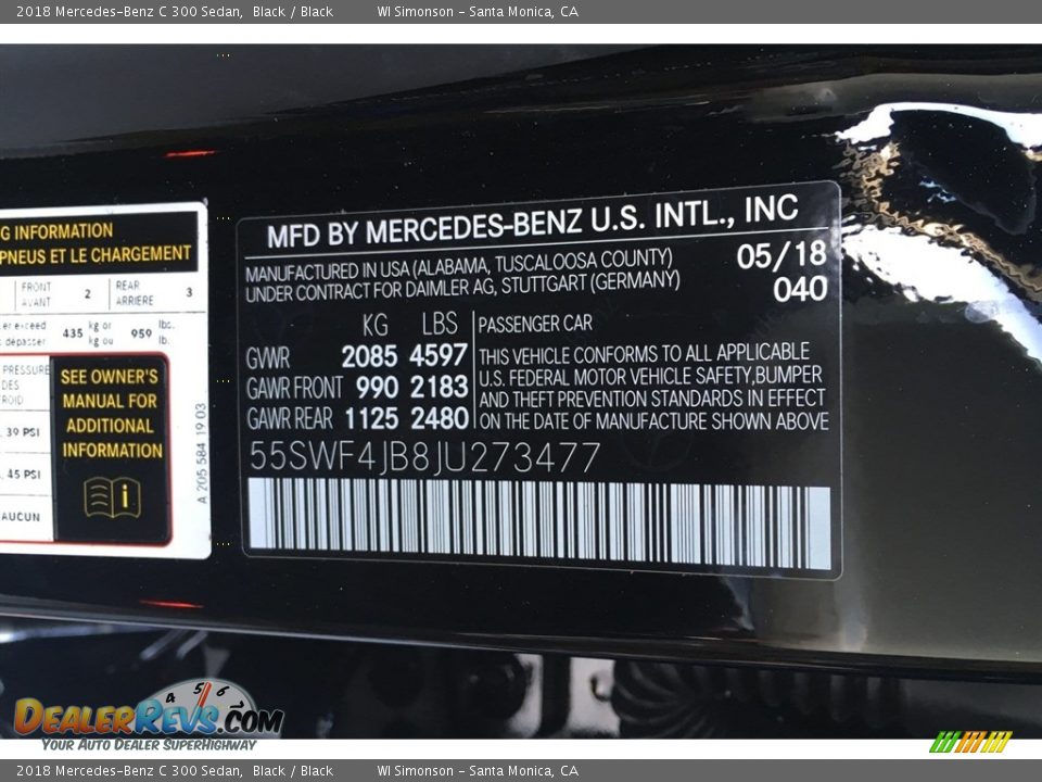 2018 Mercedes-Benz C 300 Sedan Black / Black Photo #11