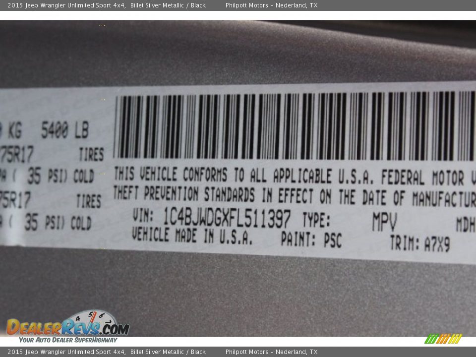 2015 Jeep Wrangler Unlimited Sport 4x4 Billet Silver Metallic / Black Photo #36