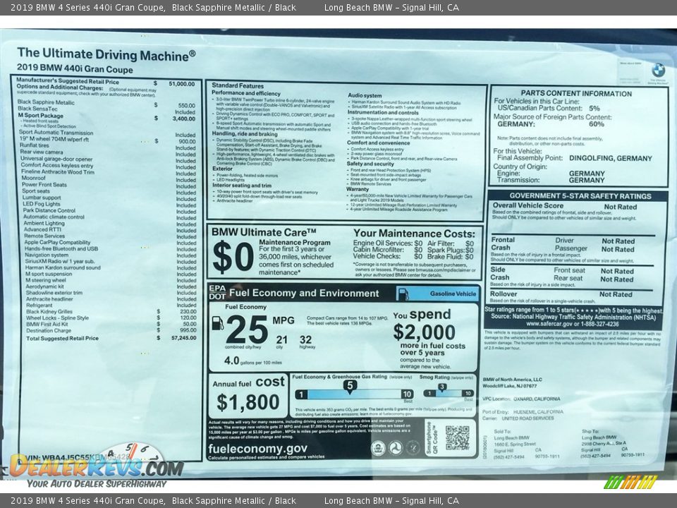 2019 BMW 4 Series 440i Gran Coupe Black Sapphire Metallic / Black Photo #10