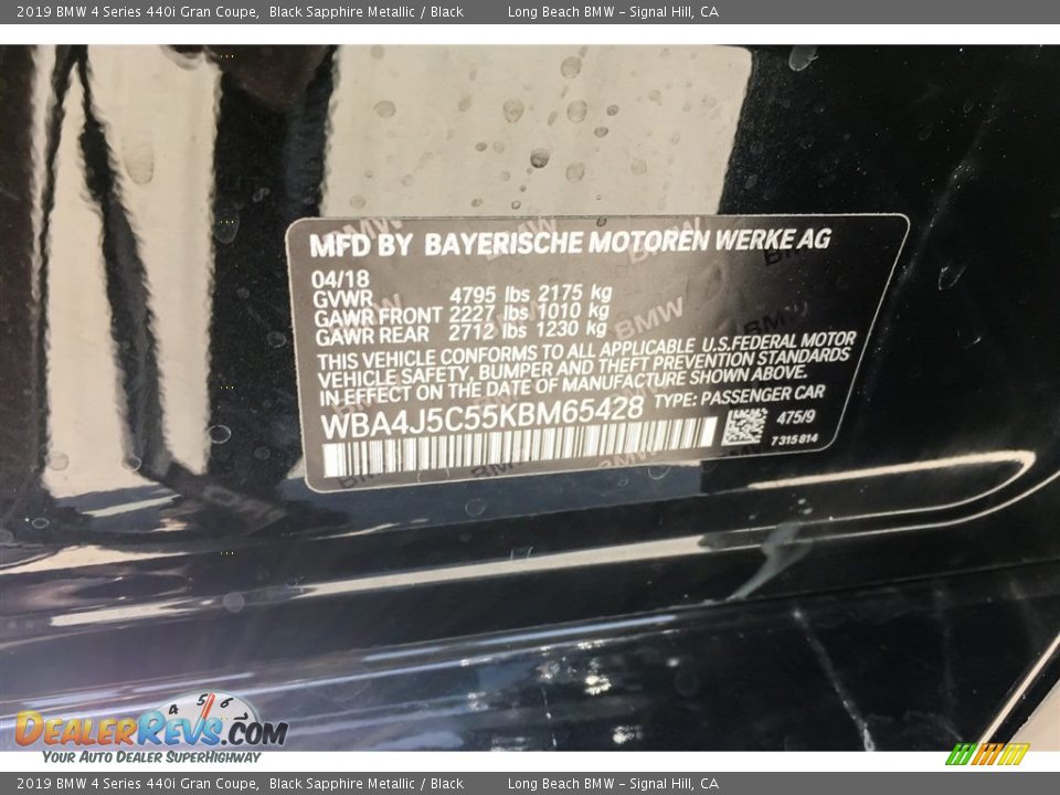 2019 BMW 4 Series 440i Gran Coupe Black Sapphire Metallic / Black Photo #11