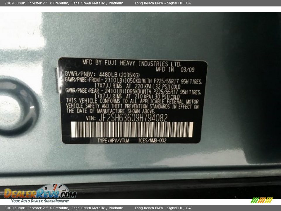 2009 Subaru Forester 2.5 X Premium Sage Green Metallic / Platinum Photo #21