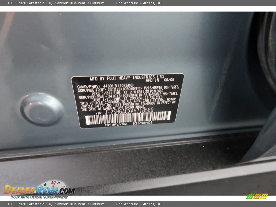 2010 Subaru Forester 2.5 X Newport Blue Pearl / Platinum Photo #33